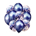 Zestaw 10 balonów chrom + konfetti, niebieski