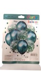Zestaw 10 balonów chrom + konfetti, zielony