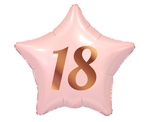 Balon foliowy 18, gwiazda różowa, nadruk różowo-złoty, 19"
