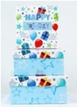 Zestaw pudełek Happy Birthday balony 3szt S:15.5x15.5x7.5 M:18x18x8.5 L:20x20x9.5