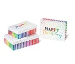 Zestaw pudełek Happy Birthday tęczowe 3szt S:19x13.5x6 M:22x16x6.5 L:24.5x17.5x7