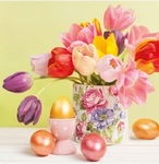 SerwetkI Daisy Wielkanoc lunch - Pastel Tulips Bouquet with Golden Eggs SDWL00901