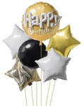 Zestaw 6 balonów okrągłe i gwiazdy Happy birthday
