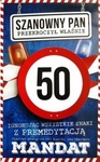 Karnet 50 Urodziny męskie - mandat