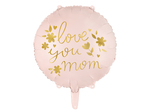 Balon foliowy "Love you mom", 45cm, różowy