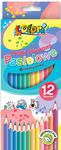Kredki ołówkowe Kolori Premium pastelowe trójkątne 12 kolorów + temperówka