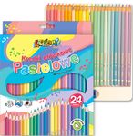Kredki ołówkowe Kolori Premium pastelowe trójkątne 24 kolory + temperówka