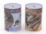 Skarbonka metalowa waluta Pln