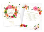 Karnet Ślub wianek z różowych kwiatów V-045