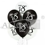 Balony na 18 urodziny białe i czarne 6szt