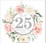 Karnet kwadrat 25 rocznica ślubu, wianek z kwiatów RS-225