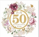 Karnet kwadrat 50 rocznica ślubu, wianek z kwiatów RS-250