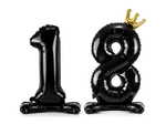 Stojący balon foliowy liczba "18", 84cm, czarny