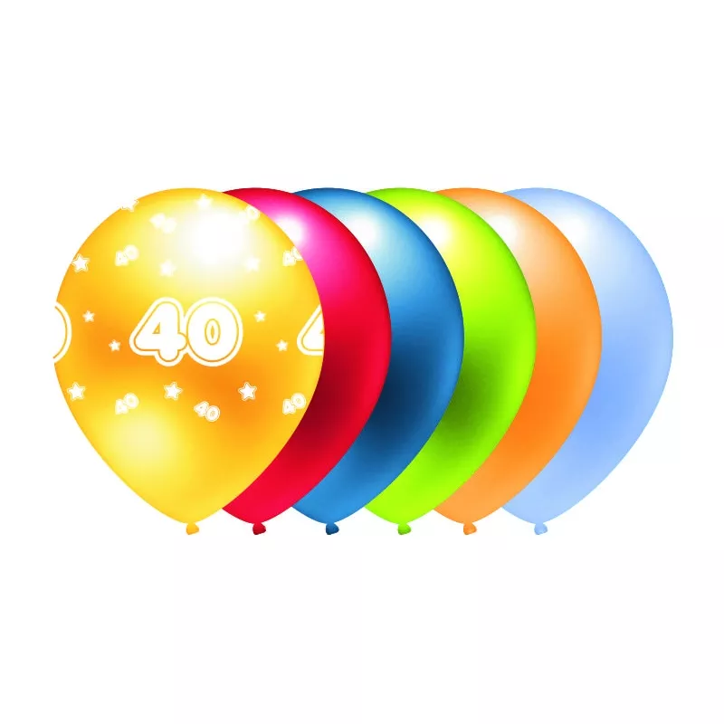 Balon metalik nadruk "40" mix kolorów B286 30 cm, 5 szt.