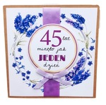Karnet KW Ręcznie robiony 45 Urodziny lawenda
