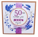 Karnet KW Ręcznie robiony 50 Urodziny lawenda
