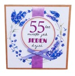 Karnet KW Ręcznie robiony 55 Urodziny lawenda