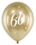 Balony Glossy 30cm, "60", złoty: 1op./6szt.