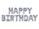 Balon foliowy napis Happy Birthday, 340x35cm, srebrny
