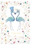 Karnet B6 Ślub, niebieskie flamingi silver TS126