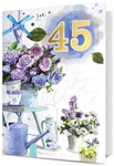 Karnet B6 HM-200 naklejana cyfra Urodziny, fioletowe kwiaty, brokat HM-200-2767