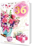 Karnet B6 HM-200 naklejana cyfra Urodziny, kwiaty w niebieskim wiaderku, brokat HM-200-2772