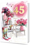 Karnet B6 HM-200 naklejana cyfra Urodziny, różowe kwiaty i kalosze, brokat HM-200-2773