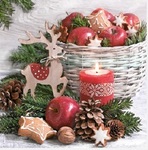 Serwetki Lunch Maki BN - Wood Reindeer and Xmas Basket SLGW022801