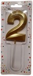 Świeczka urodzinowa cyfra "2" złota metalizowana 7cm