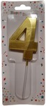 Świeczka urodzinowa cyfra "4" złota metalizowana 7cm
