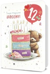 Karnet B6 HM-200 naklejana cyfra Urodziny dziecięce, miś z tortem HM-200-2749