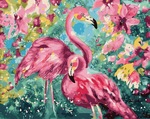 Malowanie po numerach - Flamingi w kolorach 40x50