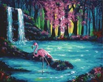 Malowanie po numerach - Flamingi przy wodospadzie 40x50cm