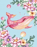 Malowanie po numerach - Wieloryb w kwiatach 40x50cm