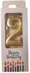 Świeczka urodzinowa cyfra "2" złota metalizowana 5cm