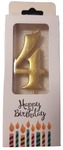 Świeczka urodzinowa cyfra "4" złota metalizowana 5cm