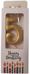 Świeczka urodzinowa cyfra "5" złota metalizowana 5cm