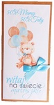 Karnet DL Ręcznie robiony Narodziny chłopiec, miś i baloniki N-20