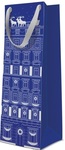 Torebka świąteczna premium butelka Christmas tenements blue 12x37x10cm