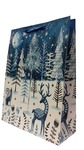 Torebka ozdobna świąteczna, niebieska, las, brokat 40x30x12cm, SD236-C L