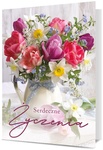 Karnet B6 Serdeczne życzenia kwiaty - żonkile i tulipany K.B6-1974