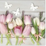 Serwetka Lunch White & Pink Tulips on Wood SDWI004401
