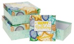 Zestaw pudełek Happy Birthday balony (S:15.5x15.5x7.5cm, M:18x18x8.5cm, L:20x20x9.5cm) 3 szt.
.