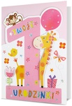 Karnet B6 HM-200 1 urodziny, roczek, dziewczynka, żyrafa HM-200-2859