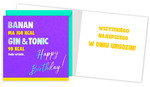 Karnet kwadrat Urodziny - banan, gin i tonic QR-001