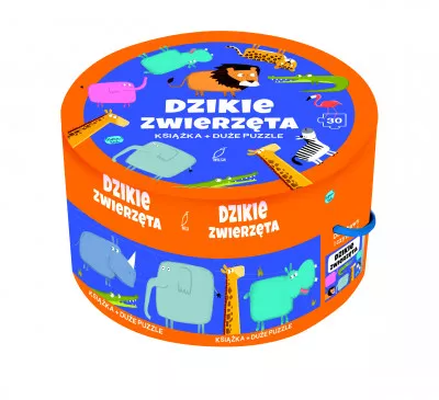 Puzzle na okrągło 30 elem i książka. Dzikie zwierzęta