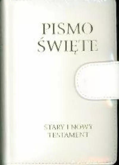 Pismo Święte Stary i Nowy Testament B6 - skóropodobna biała z magnesem