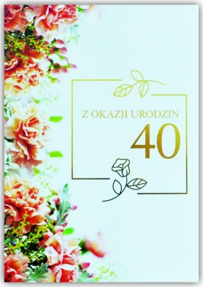 Karnet B6 40 Urodziny, kwiaty silver TS133