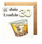Karnet ręcznie robiony z drewienkiem kwadrat 30 Urodziny whiskey