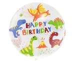 Balon Aqua - kryształowy, Happy Birthday (dinozaury), 20"